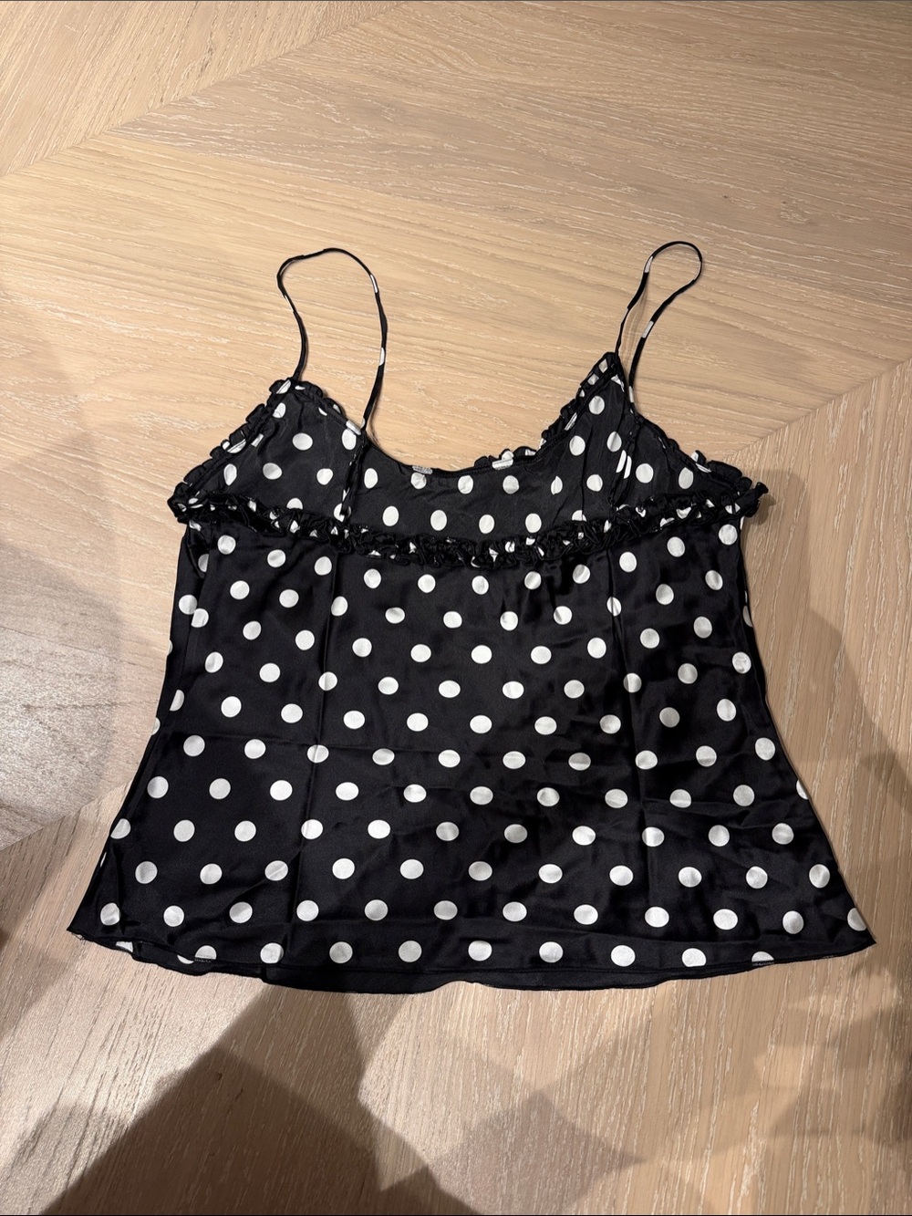 Reformation Black & White Polka Dot Spaghetti Strap Top